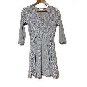 Rolla Coster Striped Faux Wrap Tie V neck dress